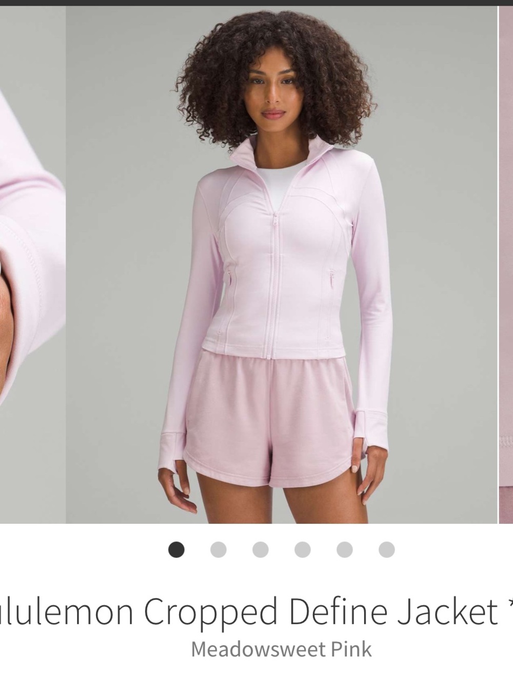 Lululemon Cropped Define Jacket Meadowsweet Pink Sz 12
